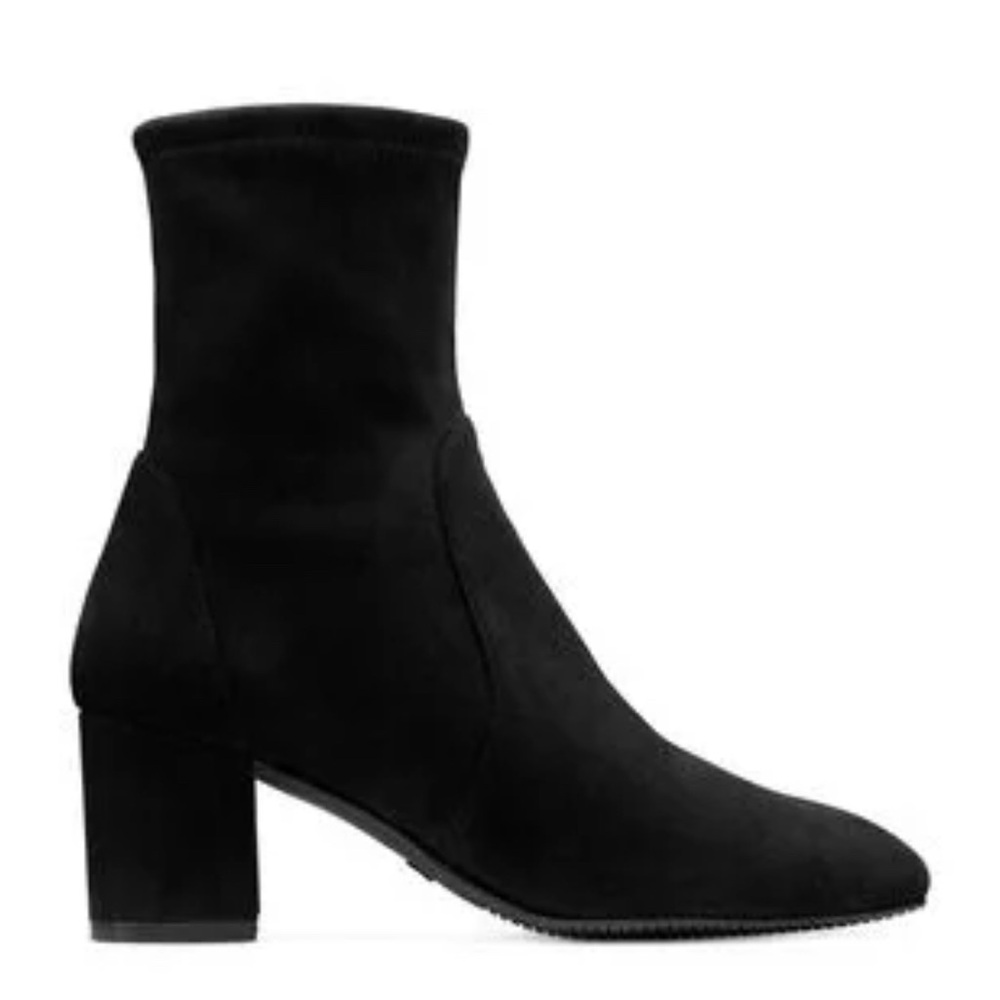 New. Stuart Weitzman Yuliana 60 Stretch Suede Ankle Boots in Black Size 8.5